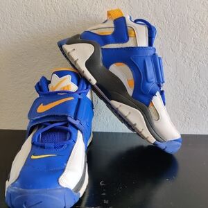 Nike Air Barrage Mens Shoe Size 8 AT7847-100 Mid Blue Orange White Sneaker